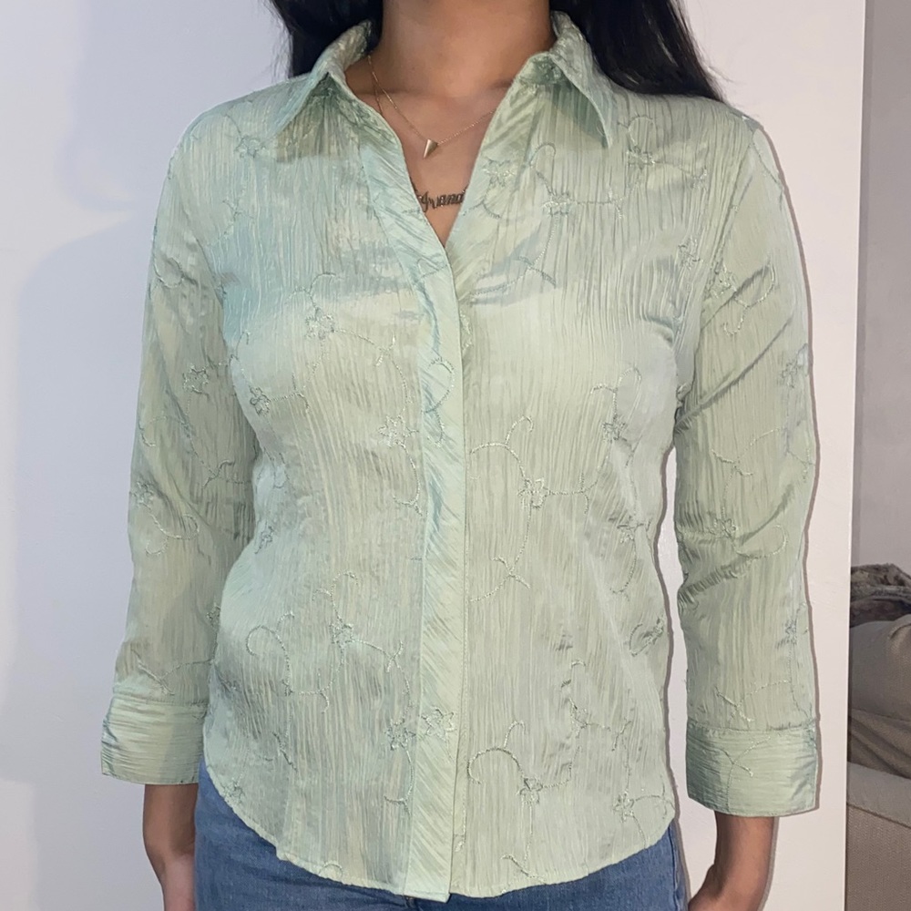 Light green flowy blouse